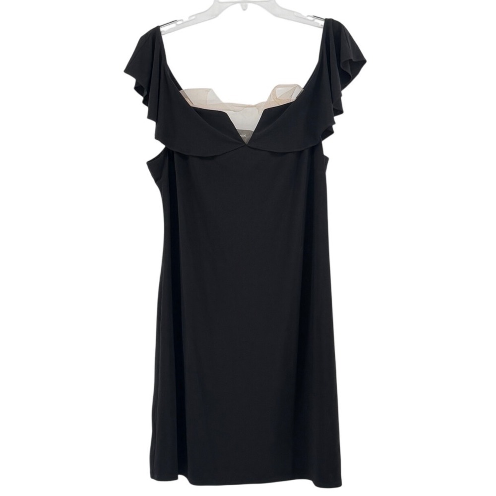 MSK Black Off The Shoulder Mesh Dress Womens Large Spring Cocktail Party Wedding